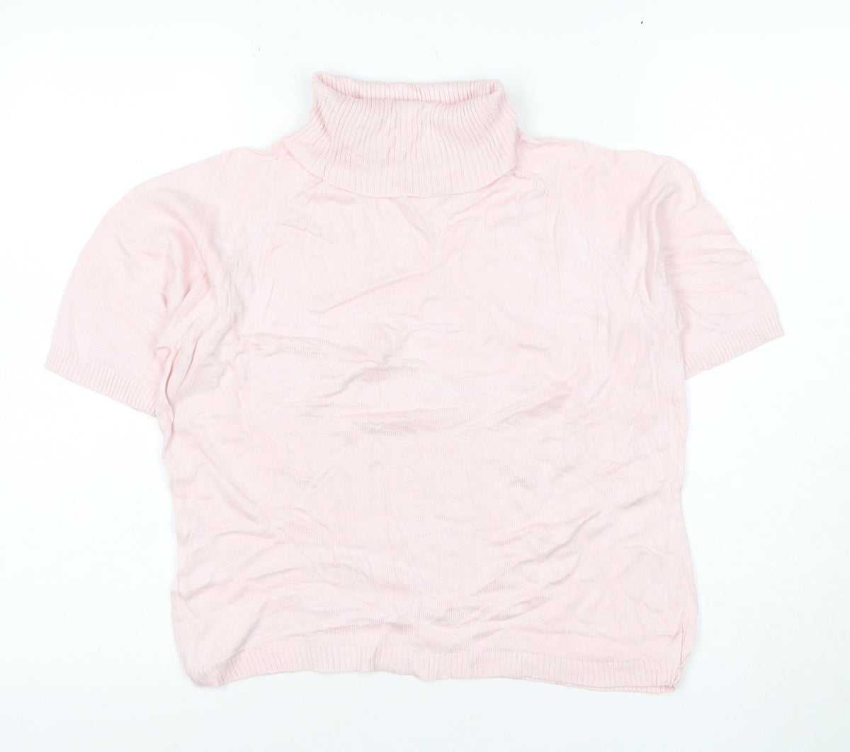 dolores Women Pink UK 10 Bamboo Cotton Roll Neck Jersey Knit Top