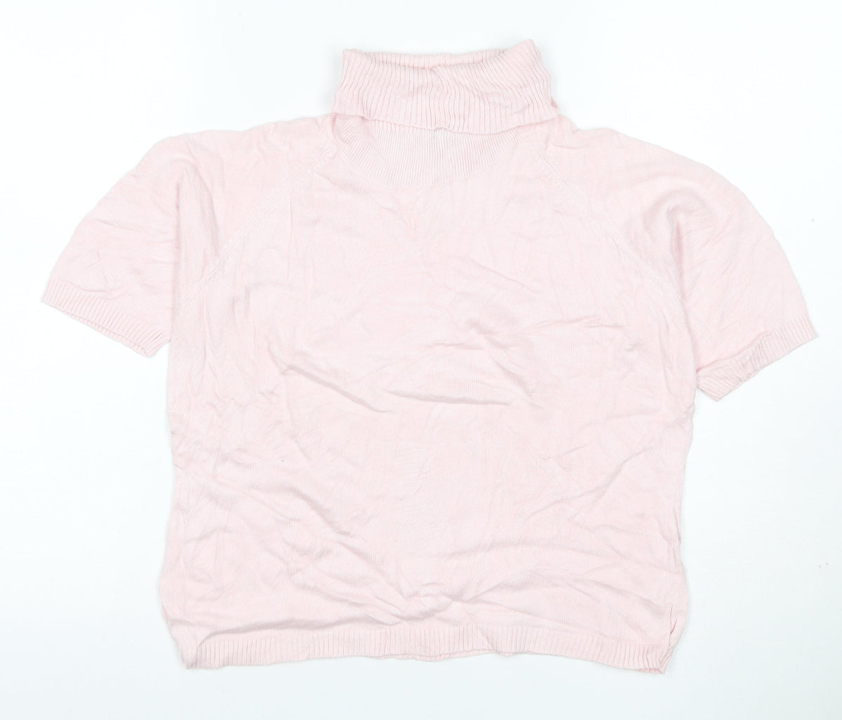 dolores Women Pink UK 10 Bamboo Cotton Roll Neck Jersey Knit Top