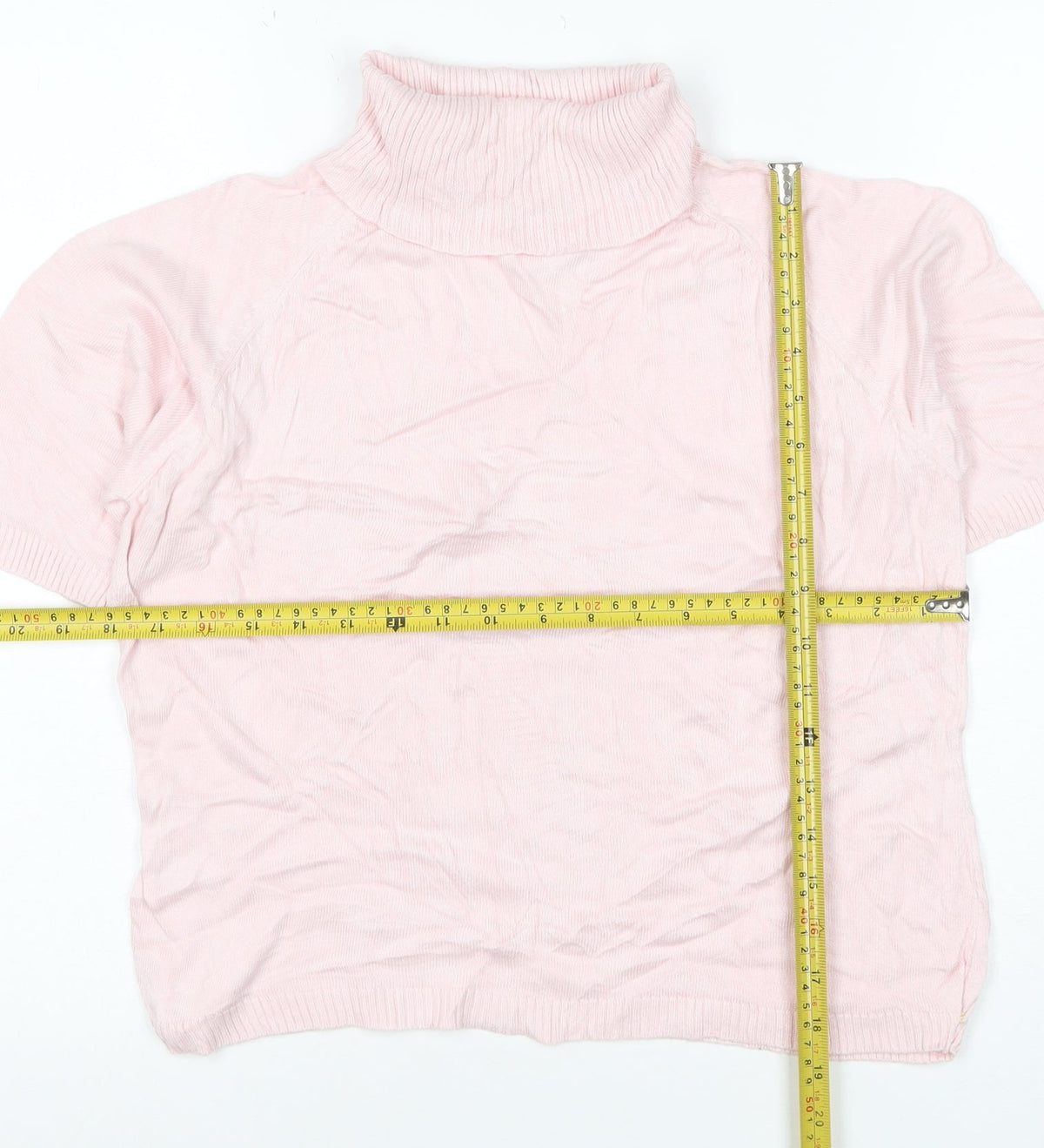 dolores Women Pink UK 10 Bamboo Cotton Roll Neck Jersey Knit Top