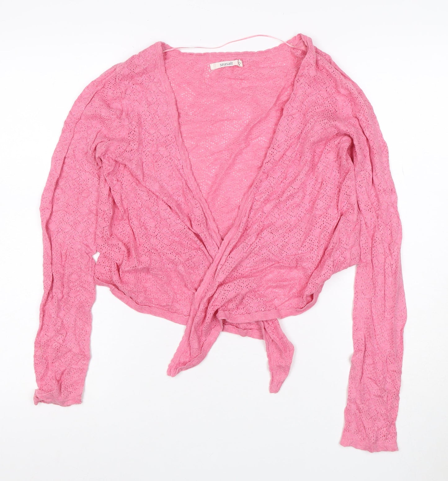Seasalt Women Pink UK 10 Treloyhan Open Knit Tie Front Cardigan