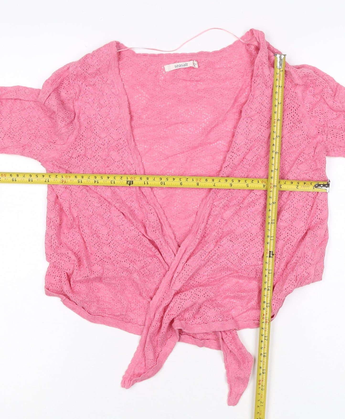 Seasalt Women Pink UK 10 Treloyhan Open Knit Tie Front Cardigan