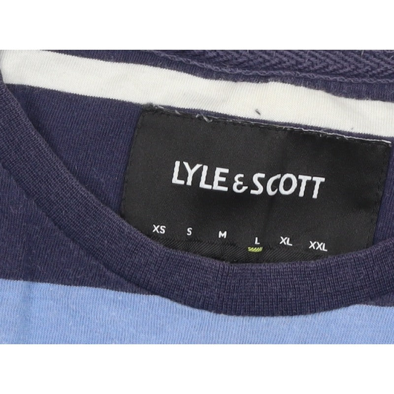 Additional view of Lyle & Scott Men's Blue L Striped Crew Neck Logo T-Shirt