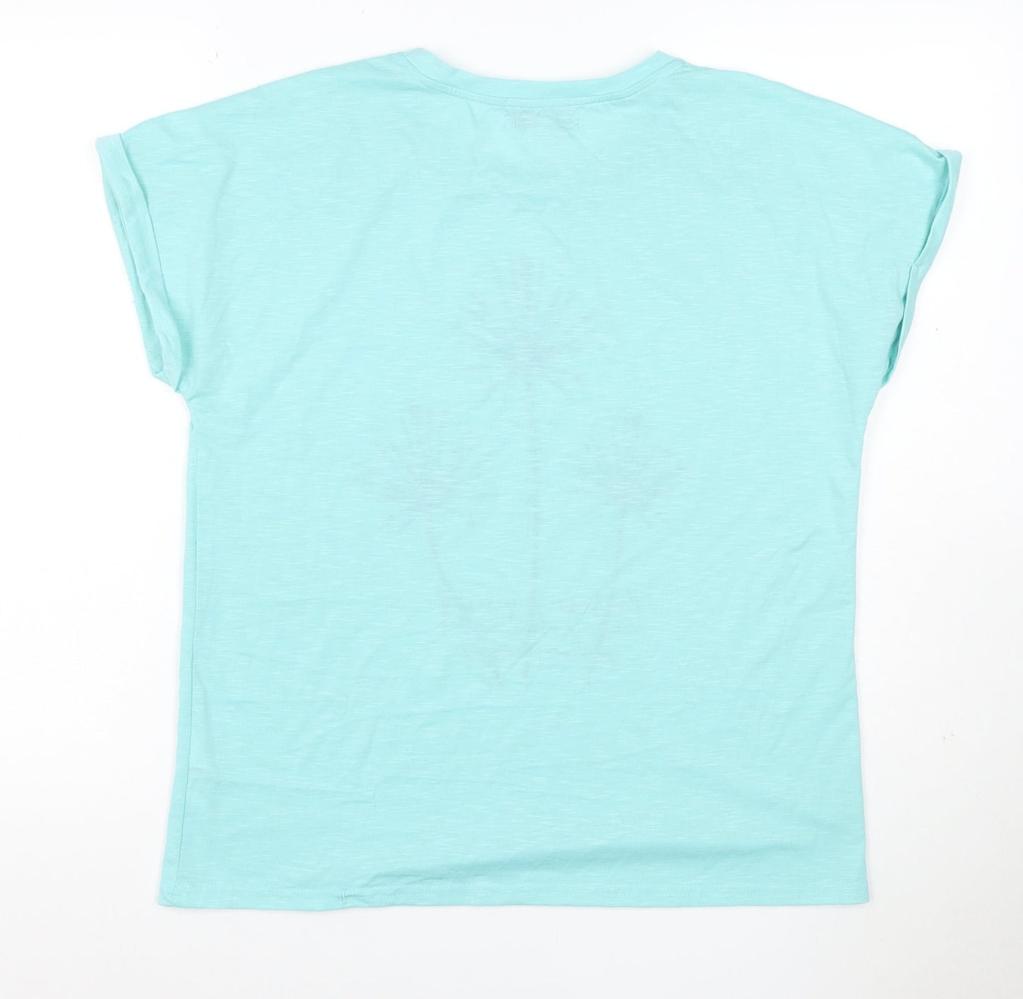 Mudflower Women Blue Size 12 Floral Quote Cap Sleeve T-Shirt