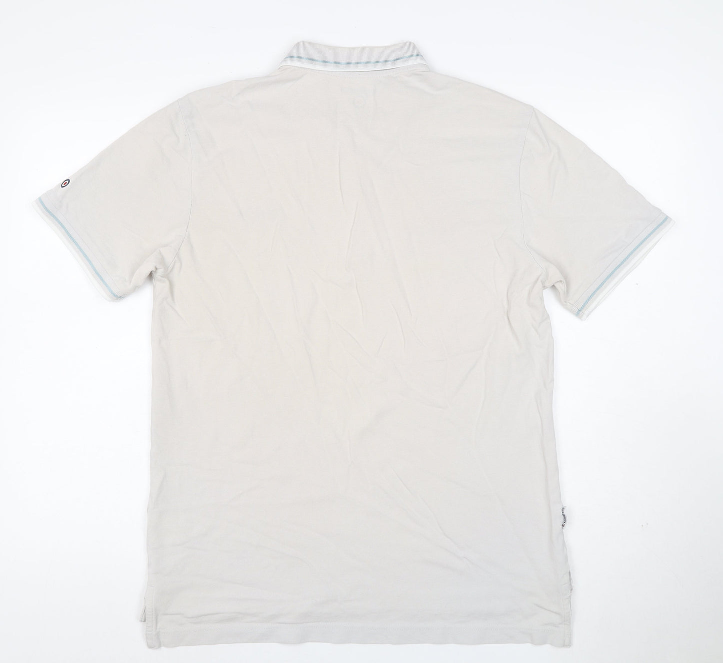 Lambretta Men’s Ivory XL Cotton Logo Polo Shirt Contrast Trim