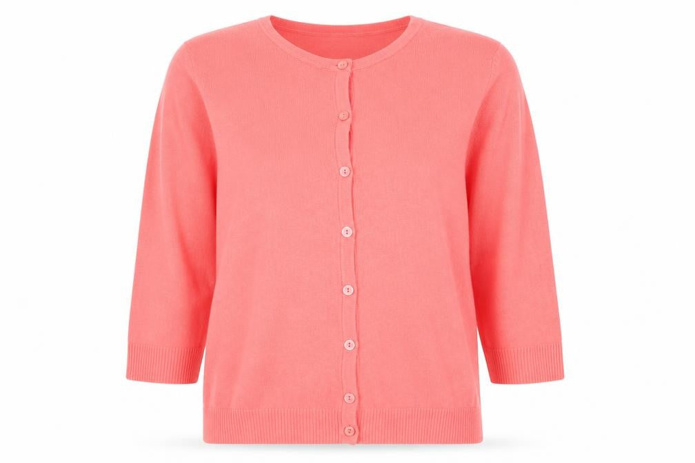 Christopher & Banks Women Pink L Button Front Cotton Knit Cardigan