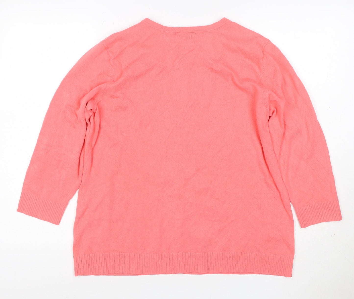 Christopher & Banks Women Pink L Button Front Cotton Knit Cardigan
