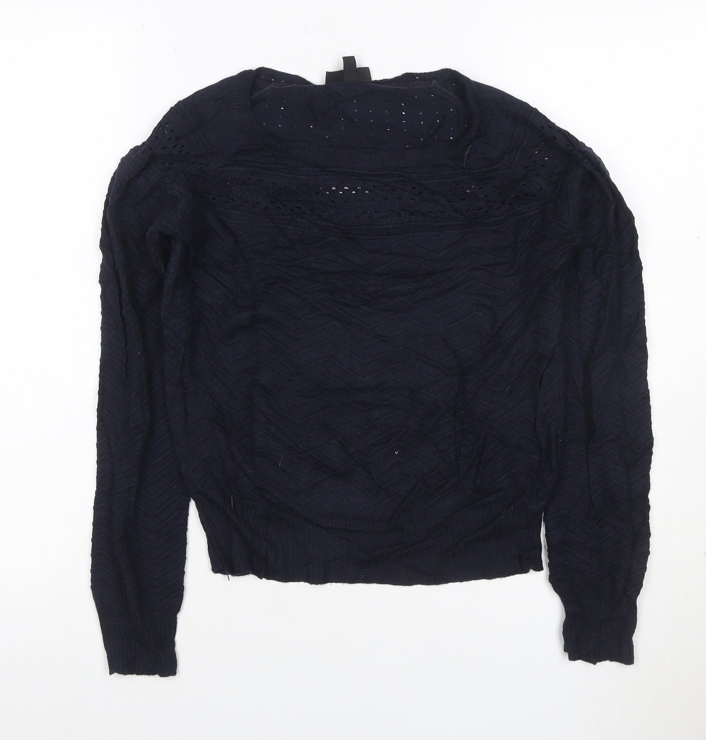 Topshop Women’s Navy Blue UK 10 Crew Neck Open Knit Jumper