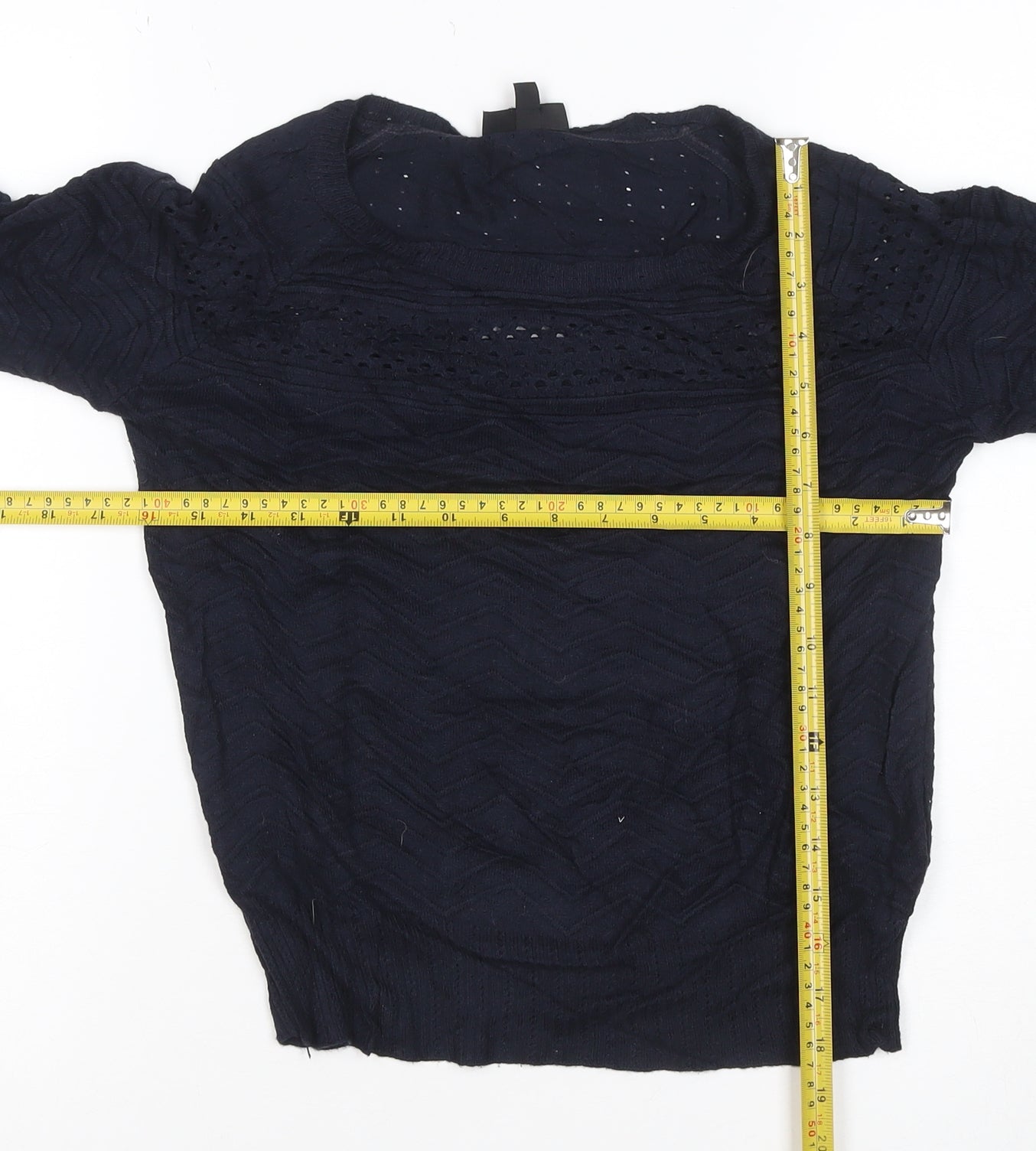 Topshop Women’s Navy Blue UK 10 Crew Neck Open Knit Jumper