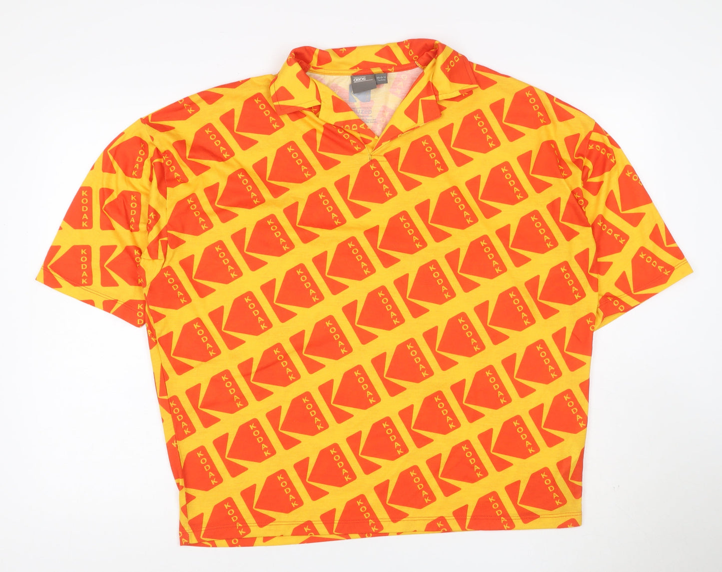 ASOS Men’s Yellow Kodak Logo Graphic 1/4 Zip Polo Shirt Size S