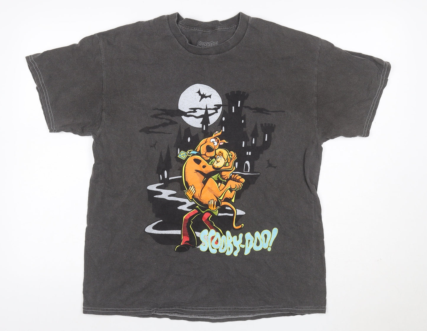 Scooby-Doo Men’s Grey L Halloween Castle Graphic Print T-Shirt