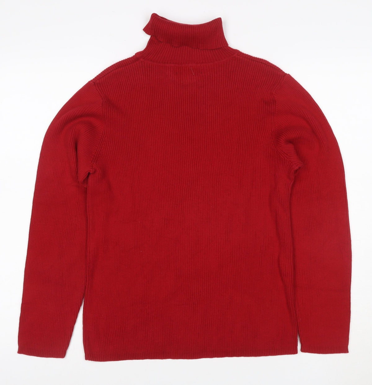 Charter Club Women’s Red Cotton Roll Neck Rib Knit Jumper Size L