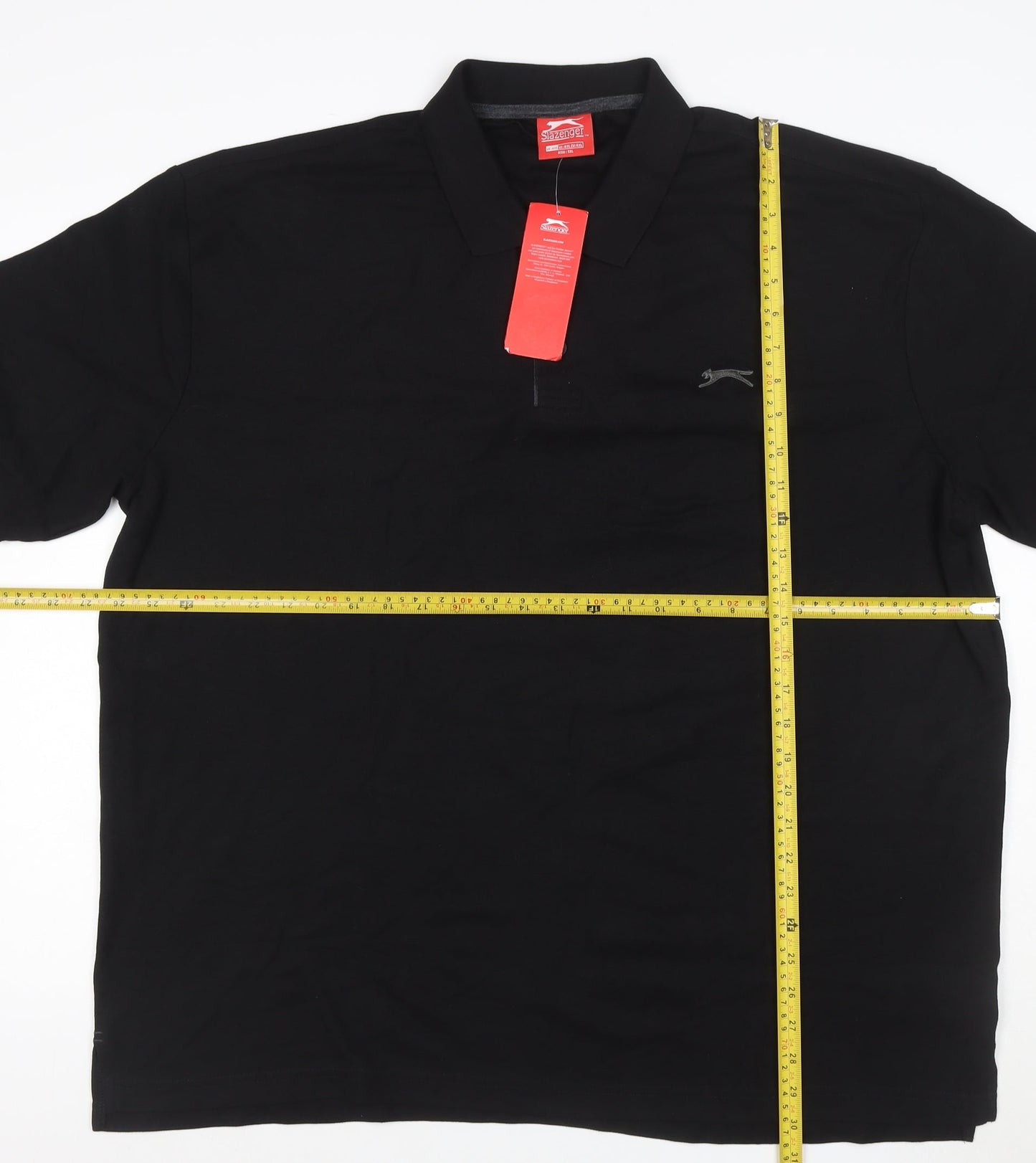 Slazenger Men’s Black 4XL Logo Short Sleeve Polo Shirt New