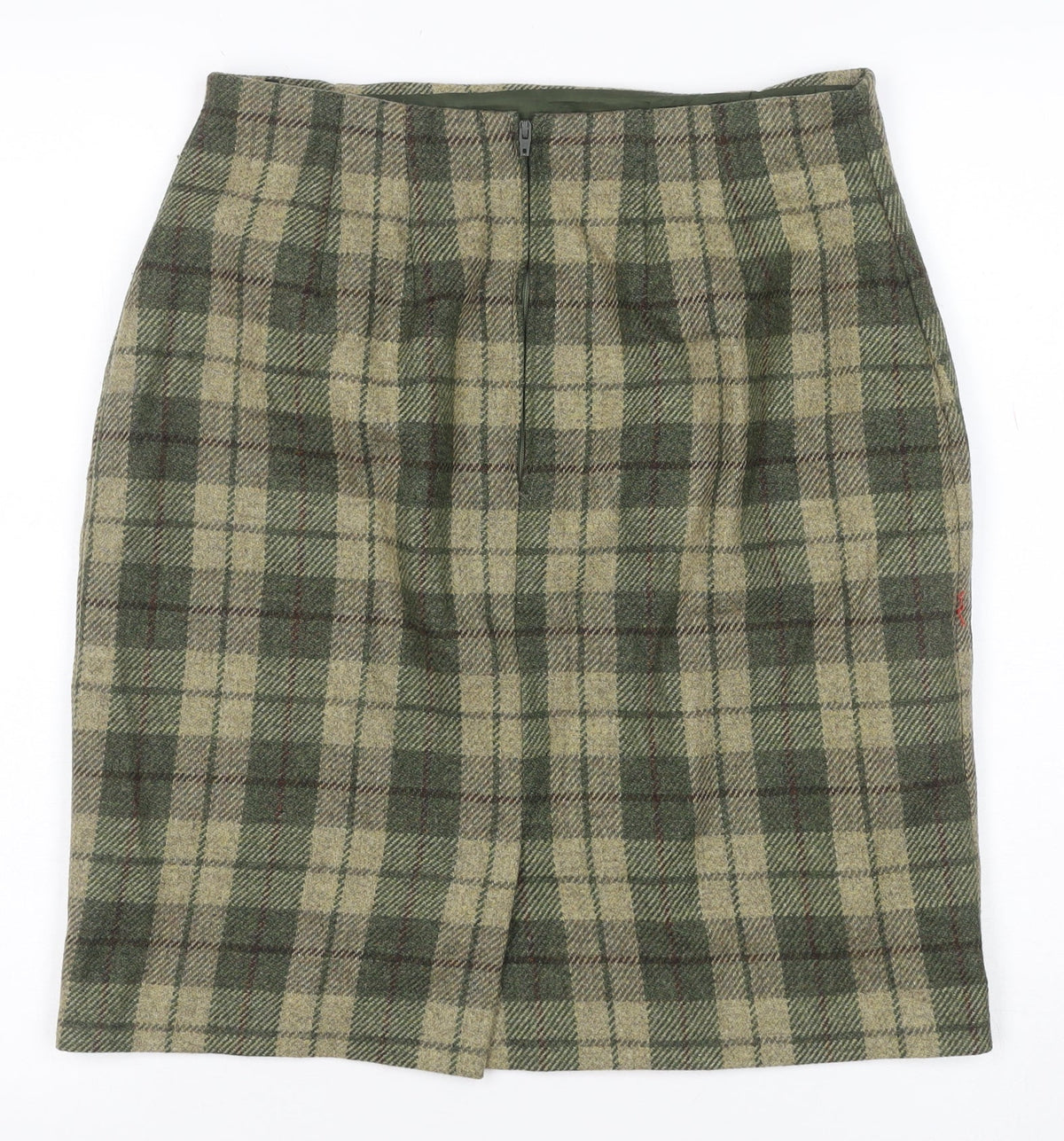 Marks & Spencer Women’s Green Plaid Pure Wool Skirt UK 14 Vintage