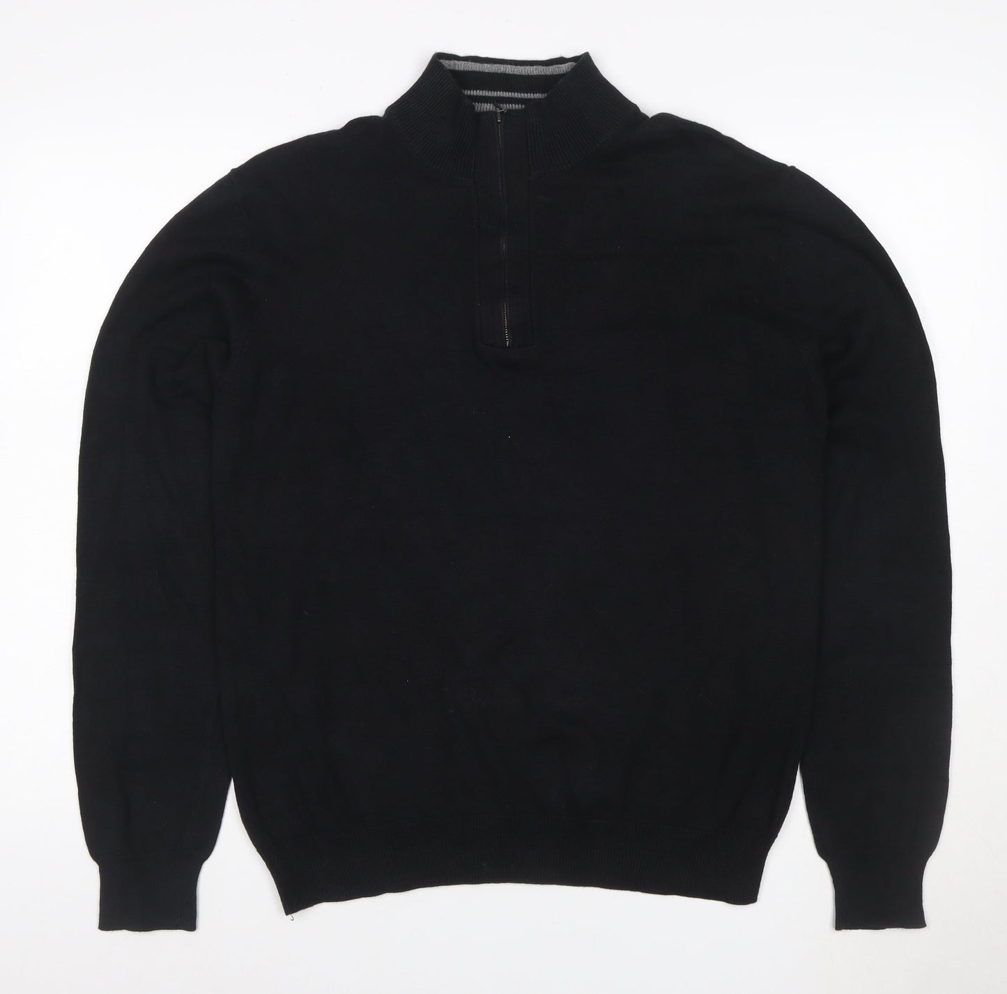 American Dry Goods Company Men Black M 1/4 Zip Cotton Jumper