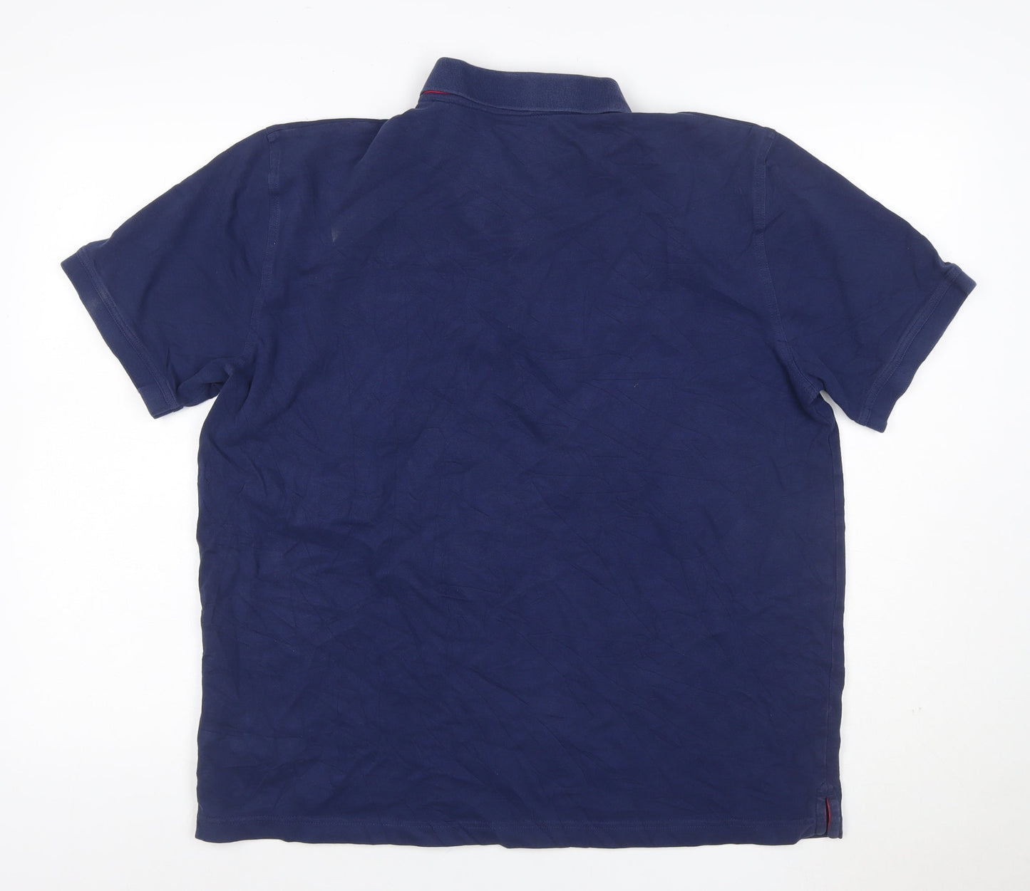 GANT Men’s Blue XL Cotton Stretch Logo Polo Shirt Red Trim