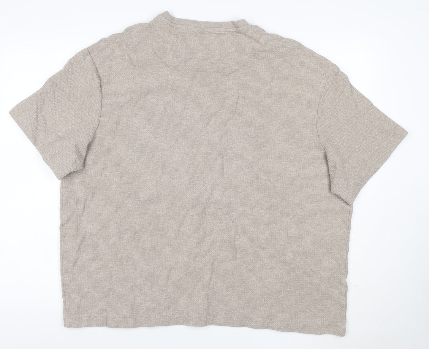 Marks and Spencer Men's Beige 3XL Regular Textured Crew Neck T-Shirt