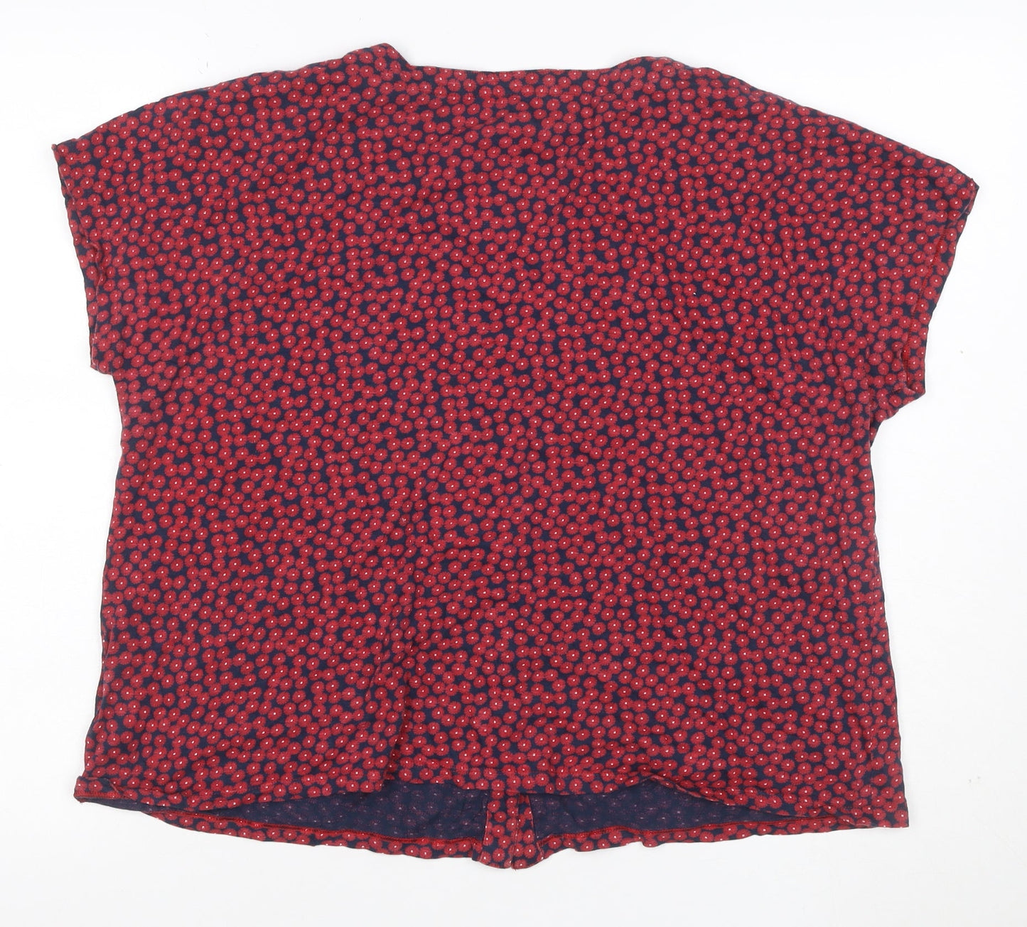 Seasalt Cornwall Women Red Floral Organic Cotton Button-Up Blouse UK 16