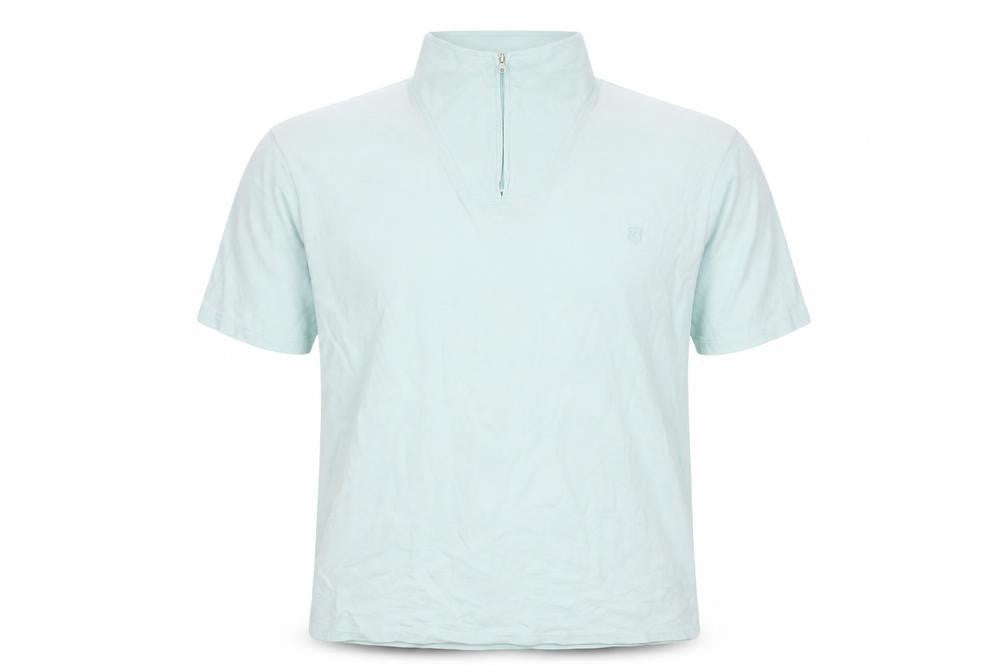 Crombie Men’s Blue M Slim Fit 1/4 Zip Cotton Polo Shirt
