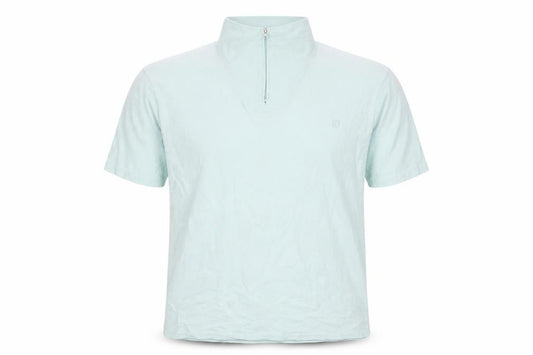Crombie Men’s Blue M Slim Fit 1/4 Zip Cotton Polo Shirt
