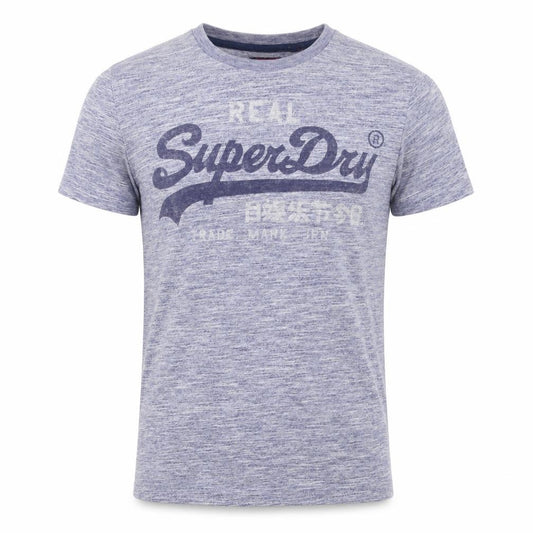 Superdry Men’s Blue Marl Logo Graphic T-Shirt Size S Short Sleeve