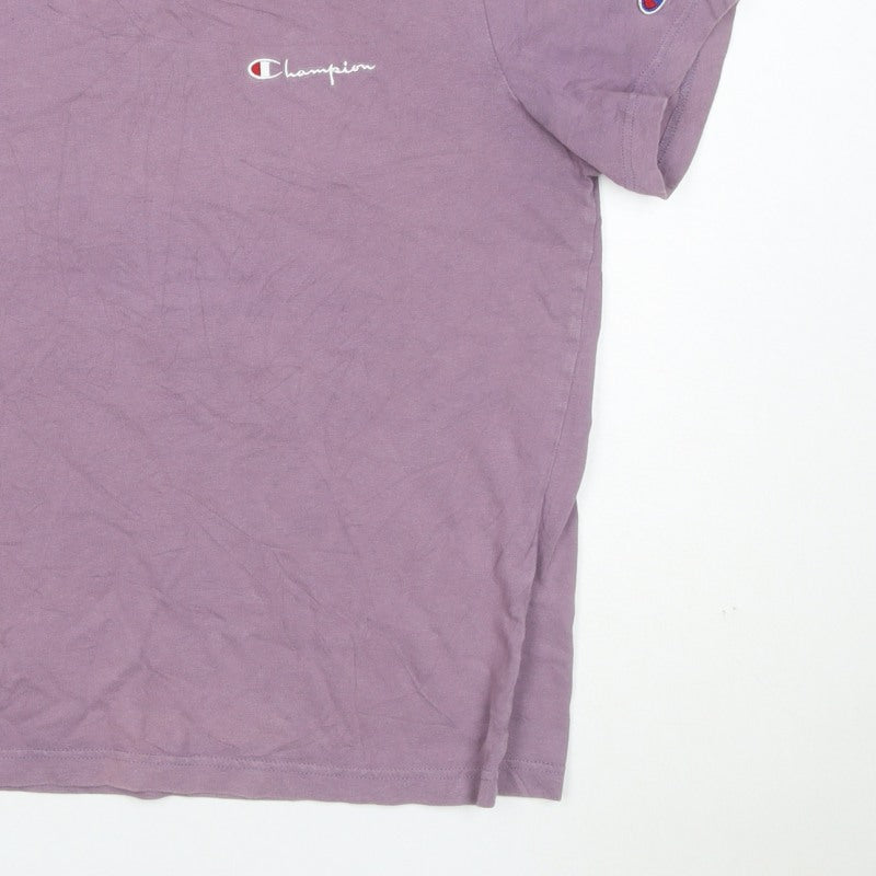 Champion Mens Purple Small Logo Crew Neck Short Sleeve T-Shirt