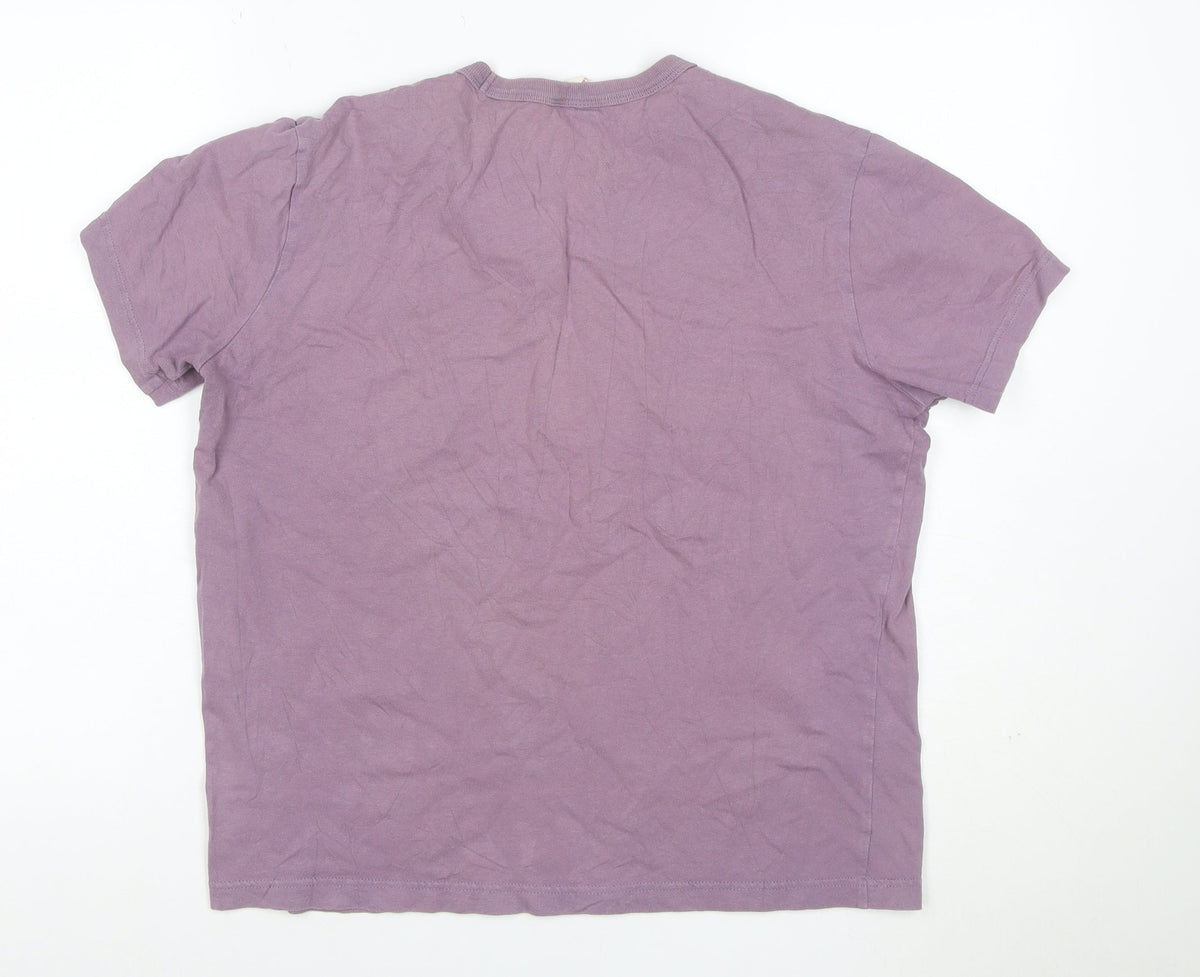 Champion Mens Purple Small Logo Crew Neck Short Sleeve T-Shirt