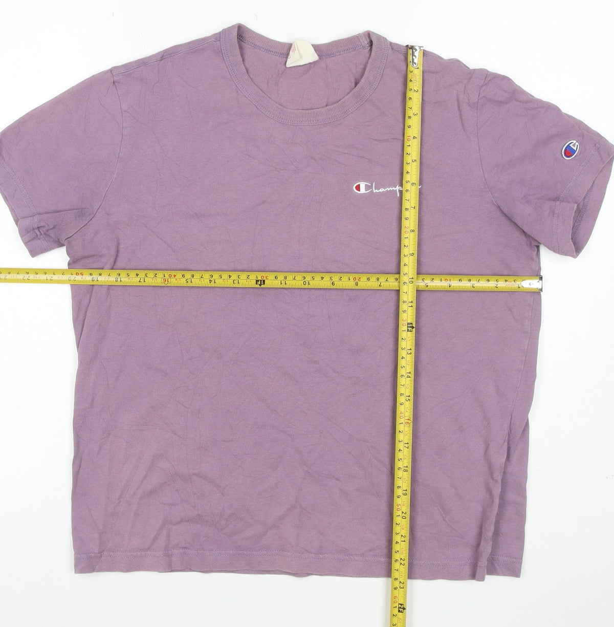 Champion Mens Purple Small Logo Crew Neck Short Sleeve T-Shirt