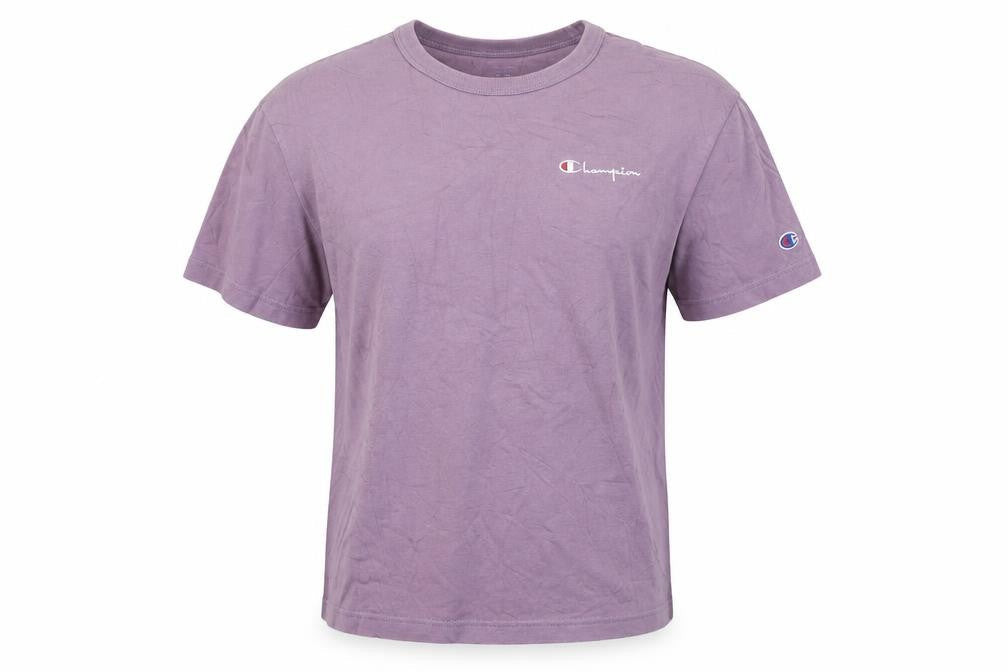 Champion Mens Purple Small Logo Crew Neck Short Sleeve T-Shirt