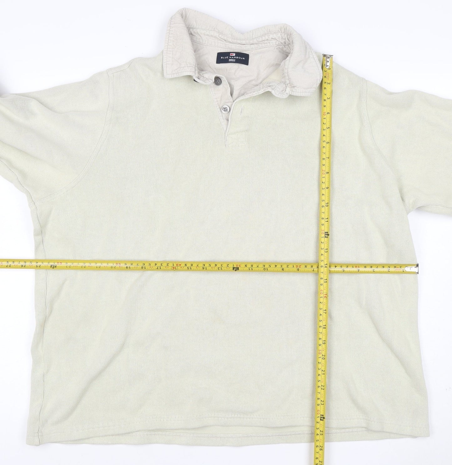 Marks & Spencer Men Ivory 2XL Henley Collared Cotton Sweatshirt