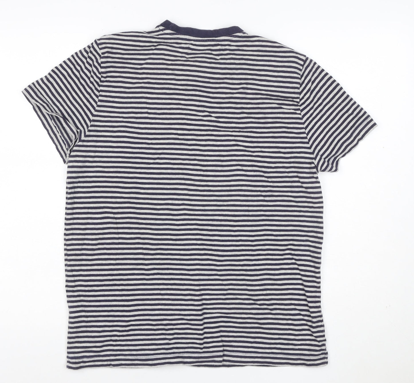Stronghold Men's Navy White Stripe T-Shirt M Crew Neck Short Sleeve