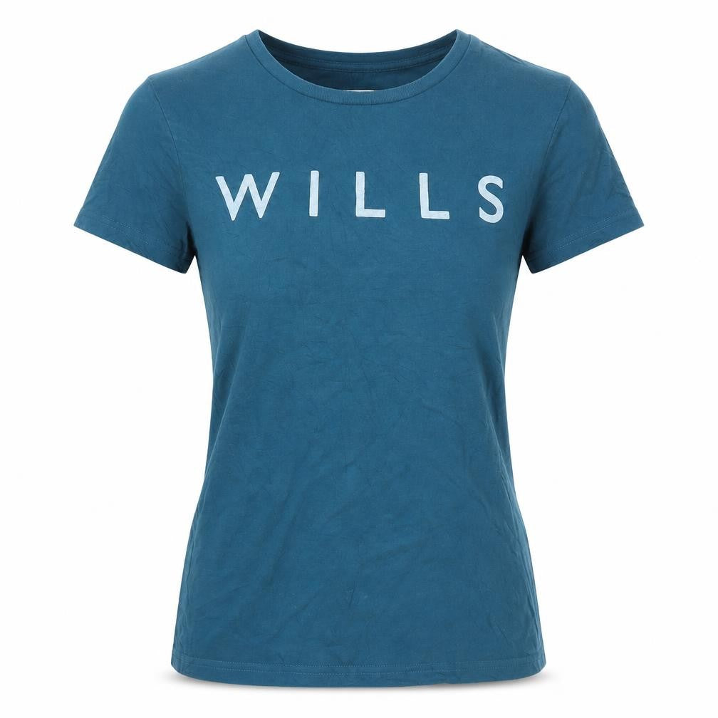 Jack Wills Women Blue UK 10 Basic Cotton Wills Logo Crew Neck T-Shirt