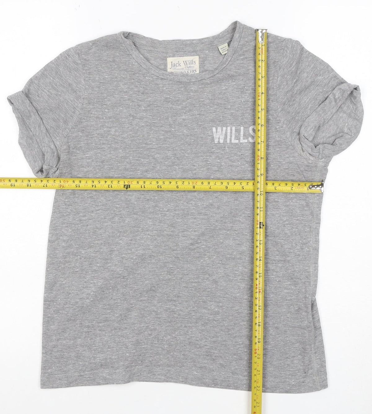 Jack Wills Women Grey UK 10 Slim Fit Logo Jersey T-Shirt