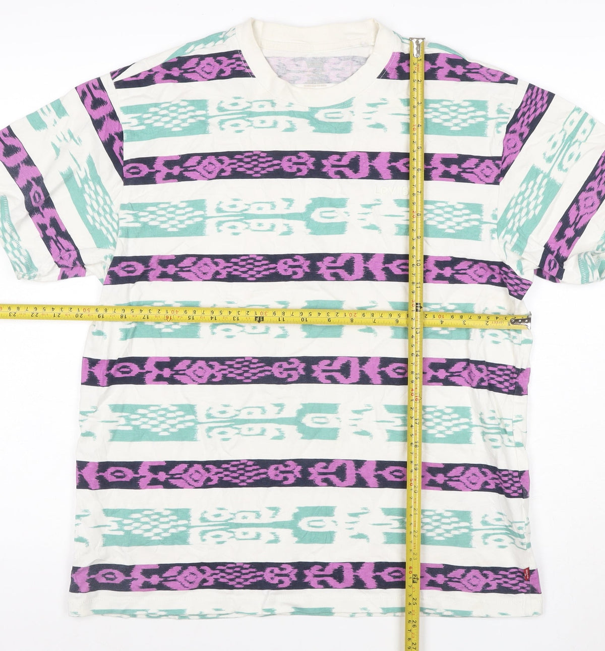 Levi's Women’s White L Aztec Geometric Short Sleeve Vintage T-Shirt