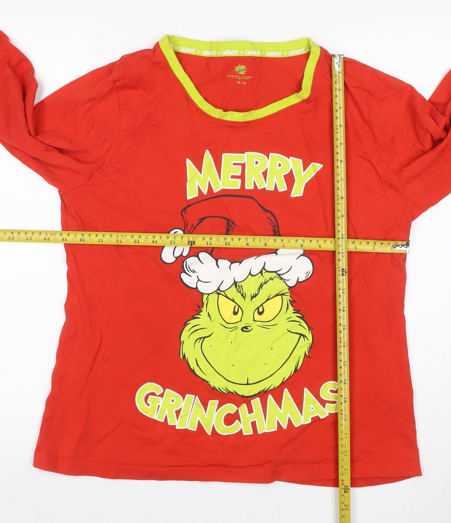 The Grinch Teens Red Size 14 Long Sleeve Christmas Pyjama Top Cotton