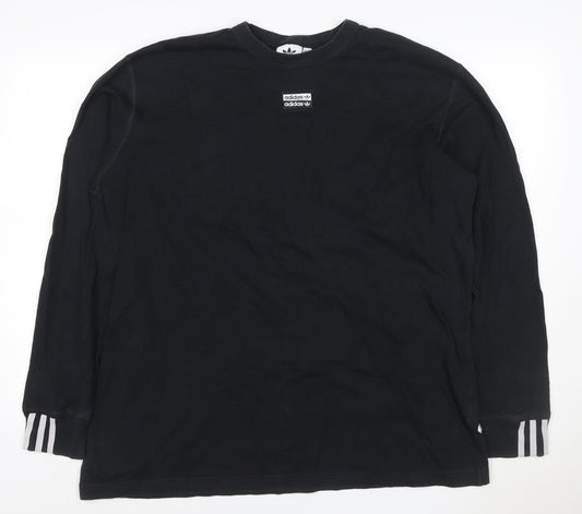 adidas Mens Black XL Long Sleeve Logo Graphic T-Shirt