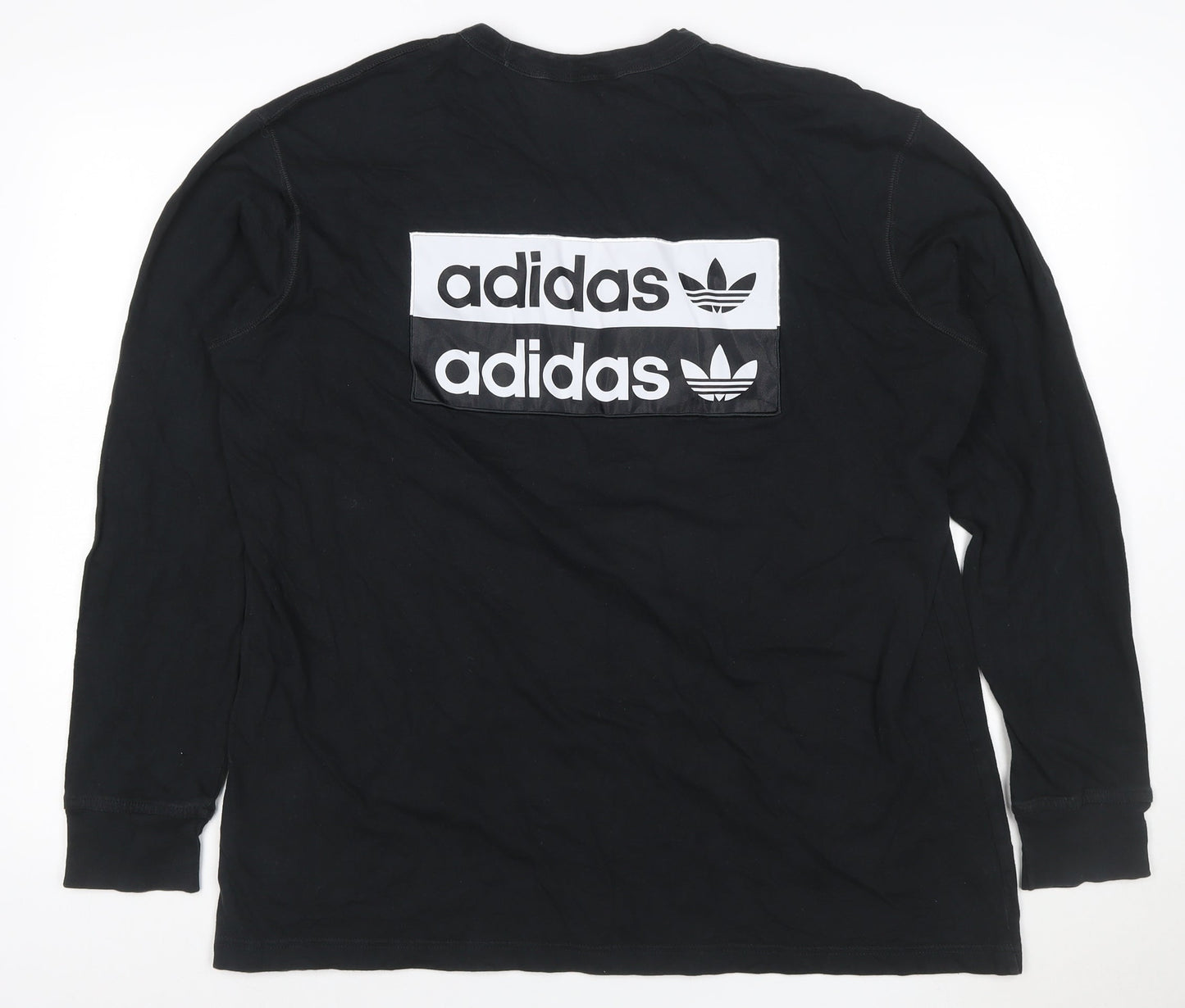 adidas Mens Black XL Long Sleeve Logo Graphic T-Shirt
