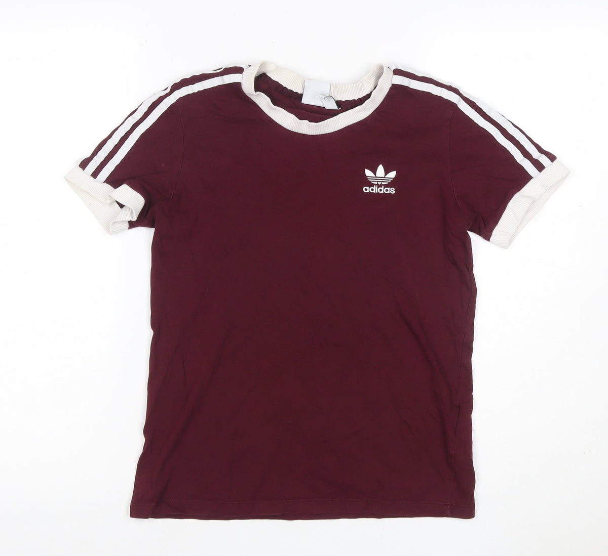 Additional front view of Adidas Women Red UK 6 Ringer Short Sleeve Logo T-Shirt