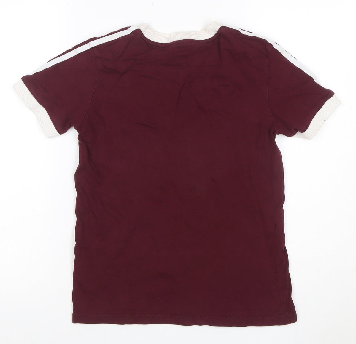Back view of Adidas Women Red UK 6 Ringer Short Sleeve Logo T-Shirt