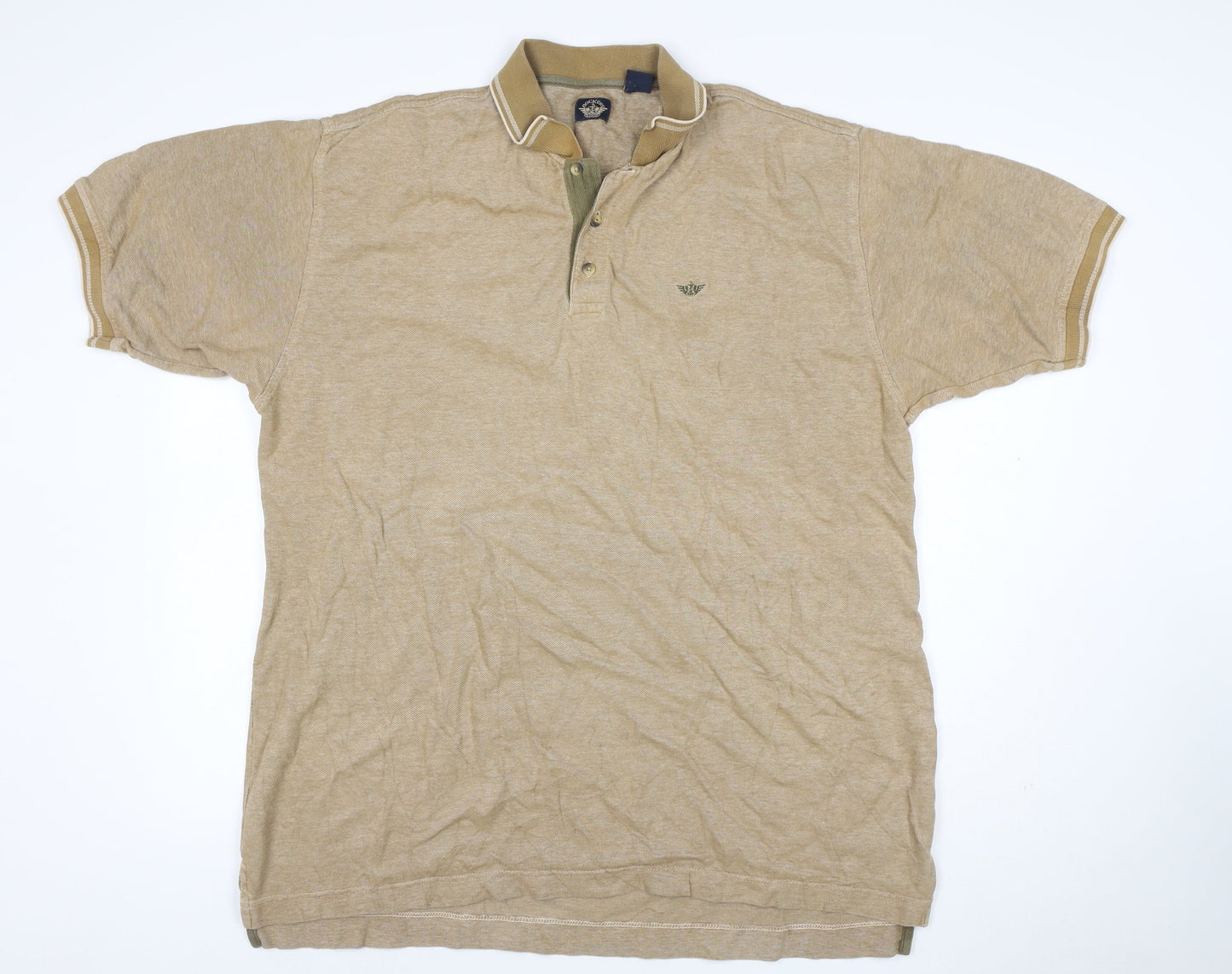Dockers Men’s Beige XL Cotton Short Sleeve Logo Polo Shirt