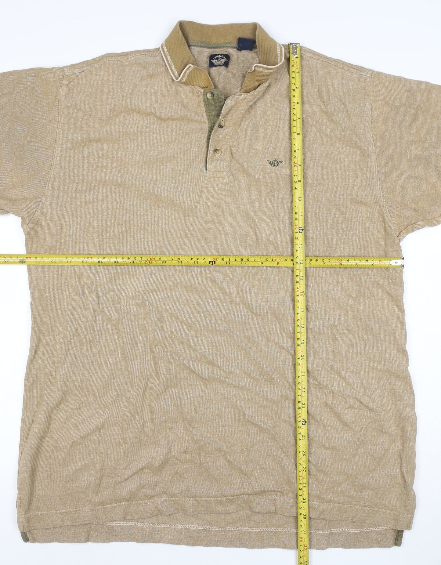 Dockers Men’s Beige XL Cotton Short Sleeve Logo Polo Shirt