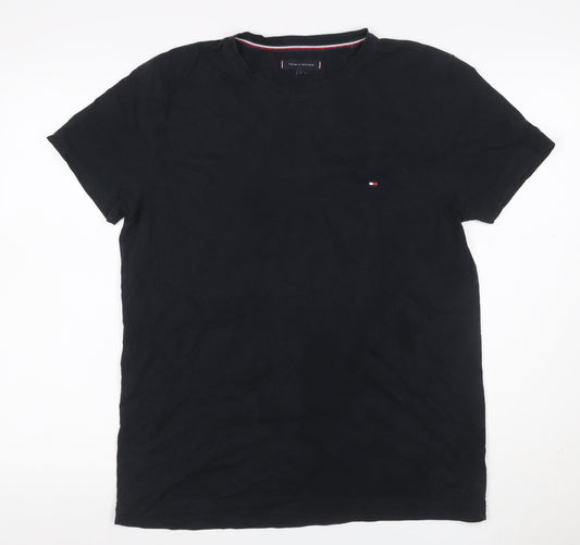Tommy Hilfiger Men’s Black Logo Crew Neck Stretch T-Shirt Size L