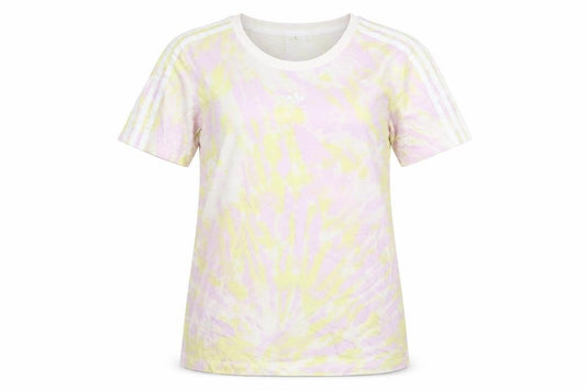 adidas Women’s Multicoloured UK 12 Tie Dye 3 Stripe Cotton T-Shirt