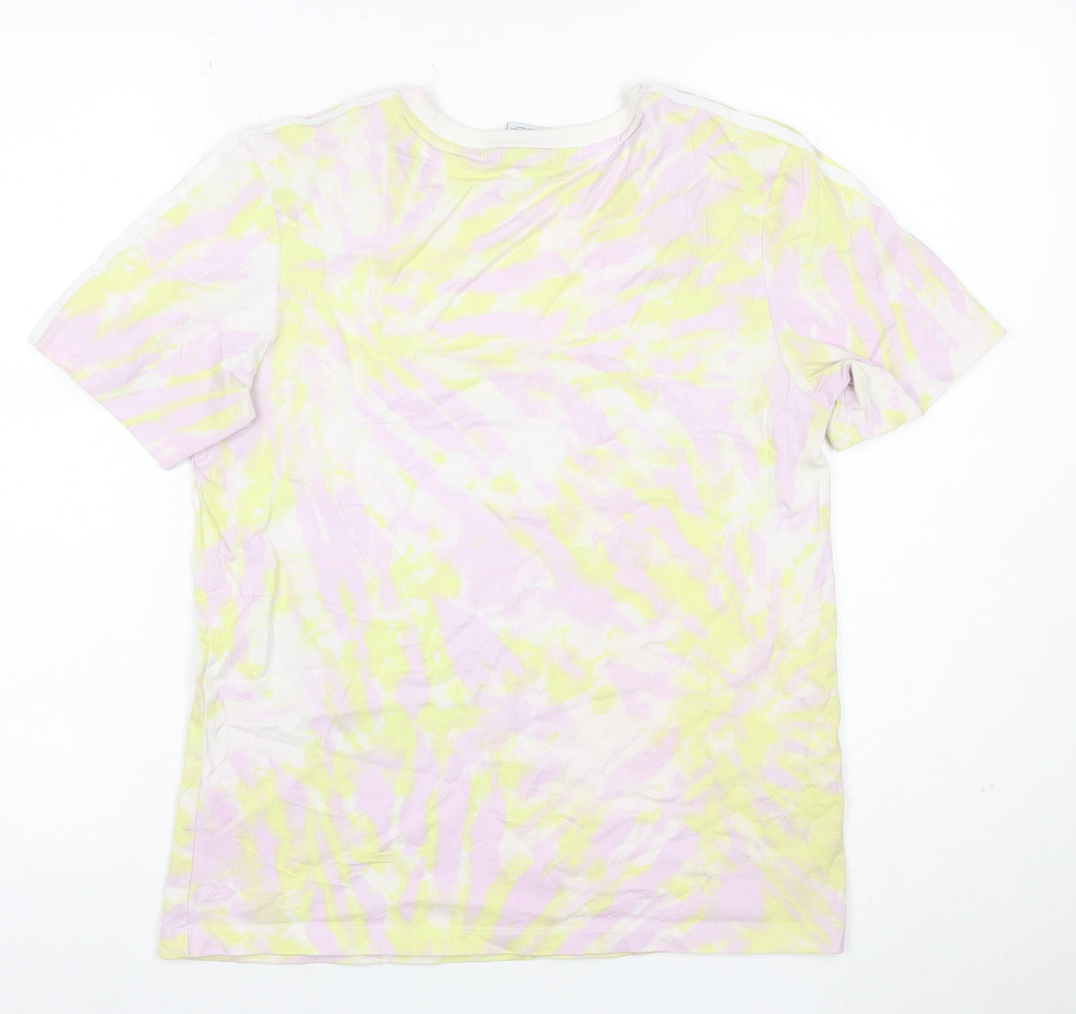 Back view of adidas Women’s Multicoloured UK 12 Tie Dye 3 Stripe Cotton T-Shirt