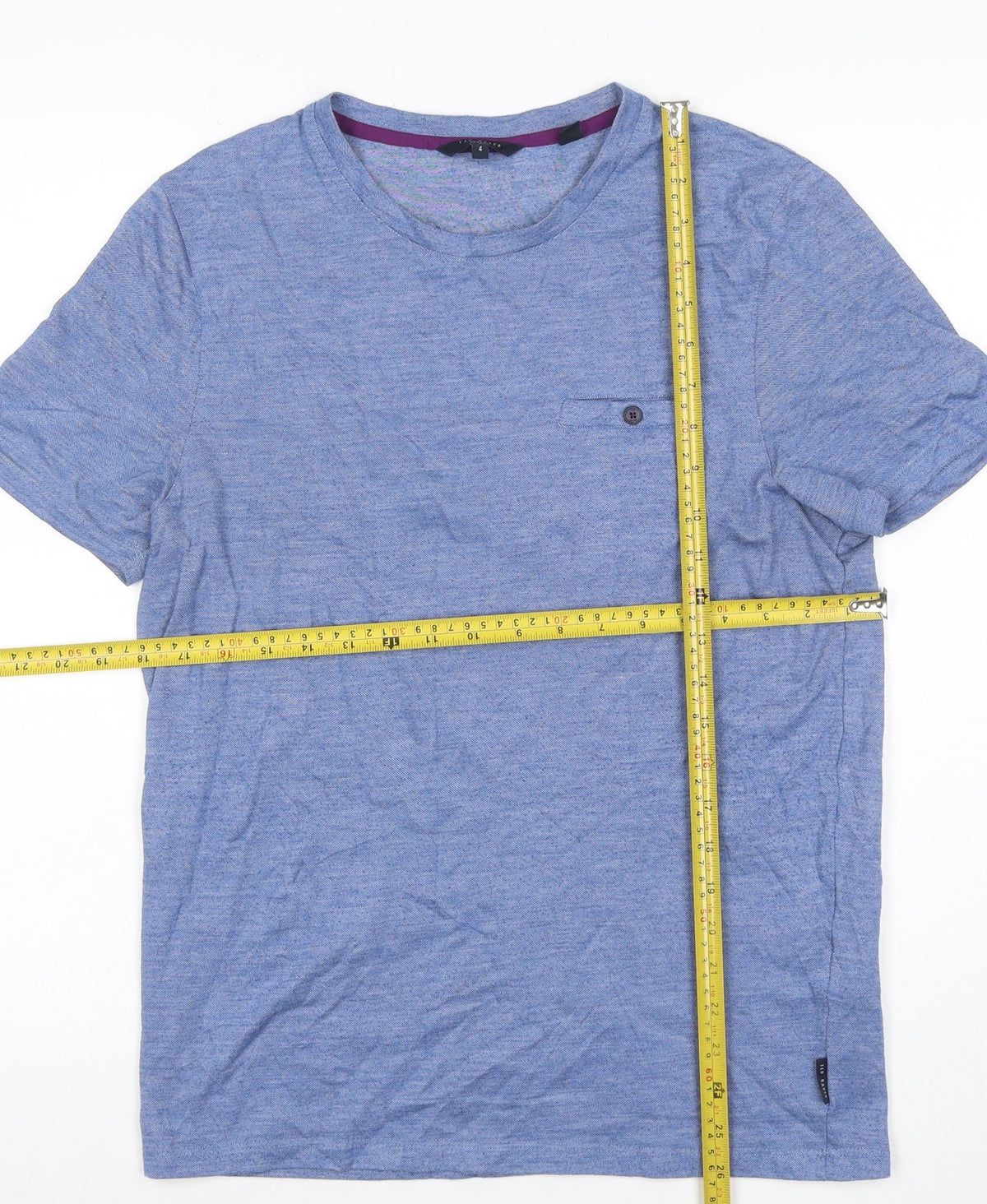 Brand and care label for Ted Baker London Men’s Blue, size L, Crew Neck Pocket T-Shirt