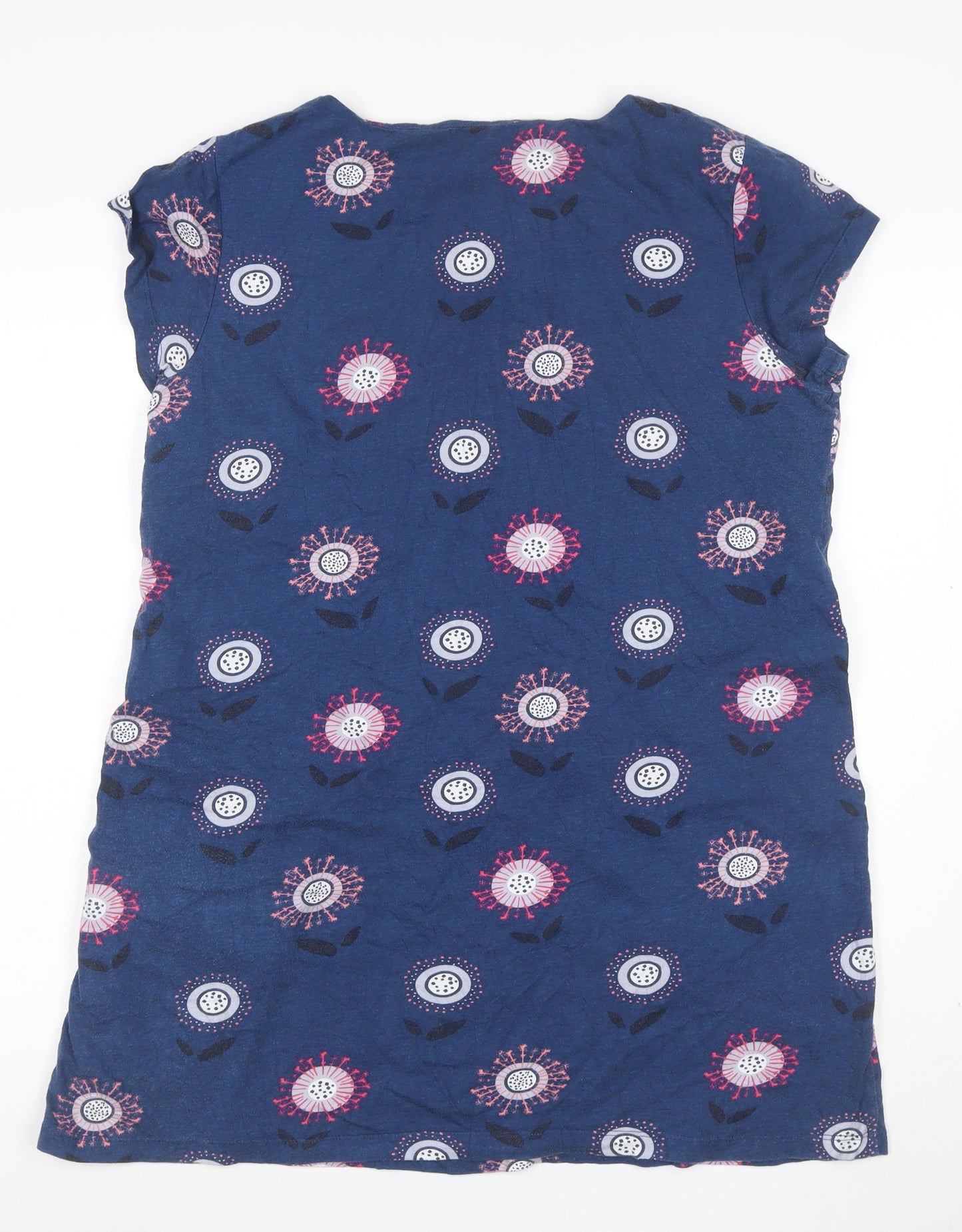 Lily & Me Women’s Blue Floral Cotton Shift Dress Size 16 Pockets