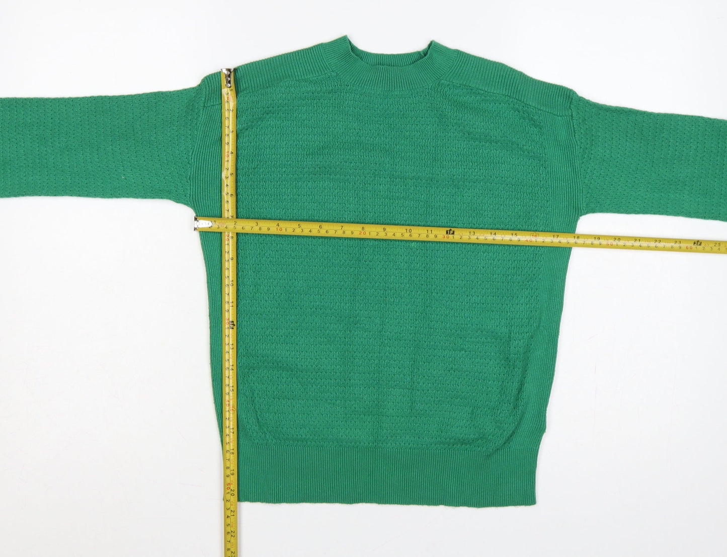 M&S Women’s Green S High Neck Textured Knit Pullover Jumper