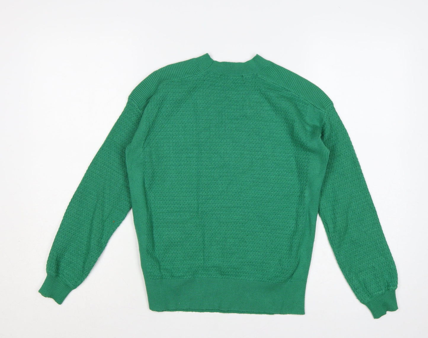 M&S Women’s Green S High Neck Textured Knit Pullover Jumper