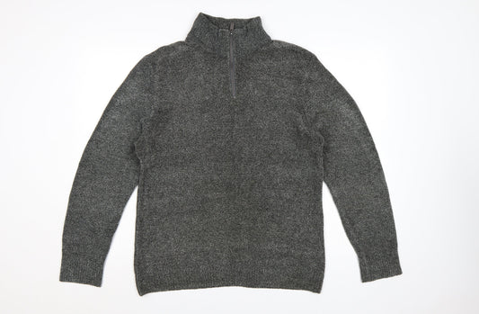 Next Men’s Grey M Half Zip High Neck Knit Pullover Jumper