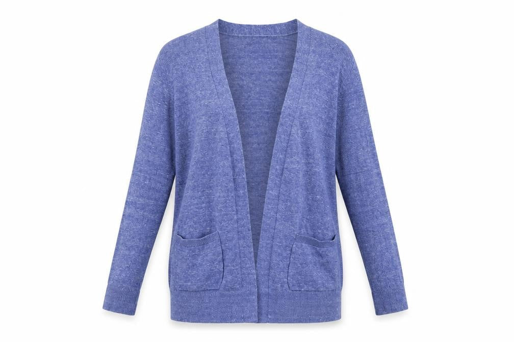 Marks and Spencer Women Blue Size 12 Open Cotton Knit Cardigan
