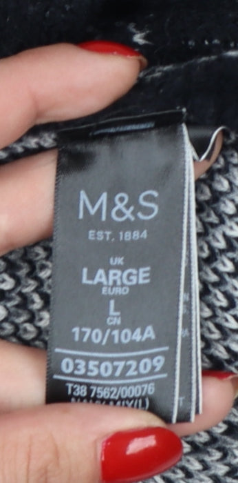 Marks & Spencer Women Black Grey Plaid Open Cardigan UK 16 L Knit